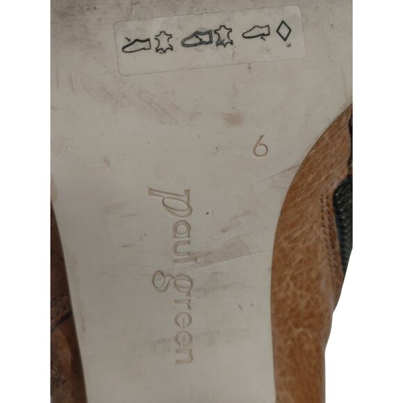 Paul Green Malibu Sliced Zip Bootie Heeled Boots Leather Nubuck Camel Size 6 - Picture 6 of 6